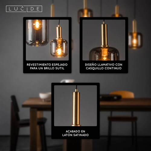 Lucide JOANET - Lámpara colgante - 6xE27 - Ahumado - USP